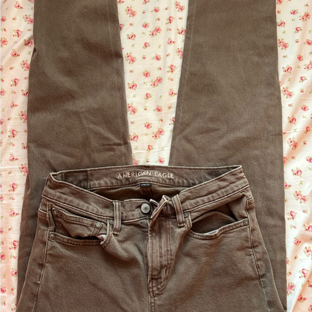 American Eagle Outfitters Women's Brown Straight Leg Jeans
